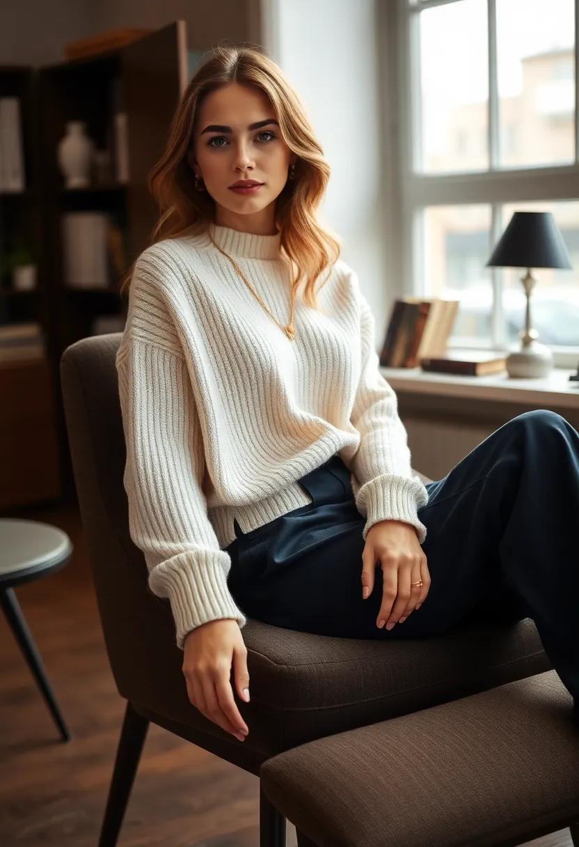 18 Casual Work Outfits That'll Make You the Office Style Icon (You'll Want to Steal #7!) - 6. Oversized Sweater and Trousers