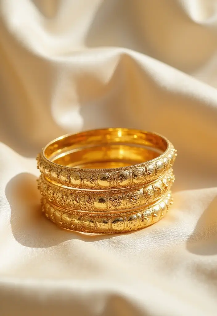 18 Stunning South Indian Bridal Jewellery Aesthetics That Will Leave You Breathless! - 14. The Radiance of Gold Bangles