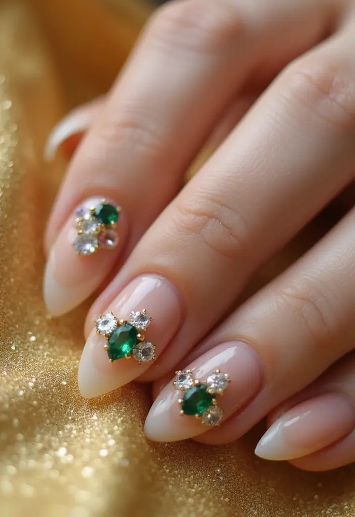 20 Classy Winter Nail Art Designs That Will Make You Stand Out This Season! - 11. Jewel Accents