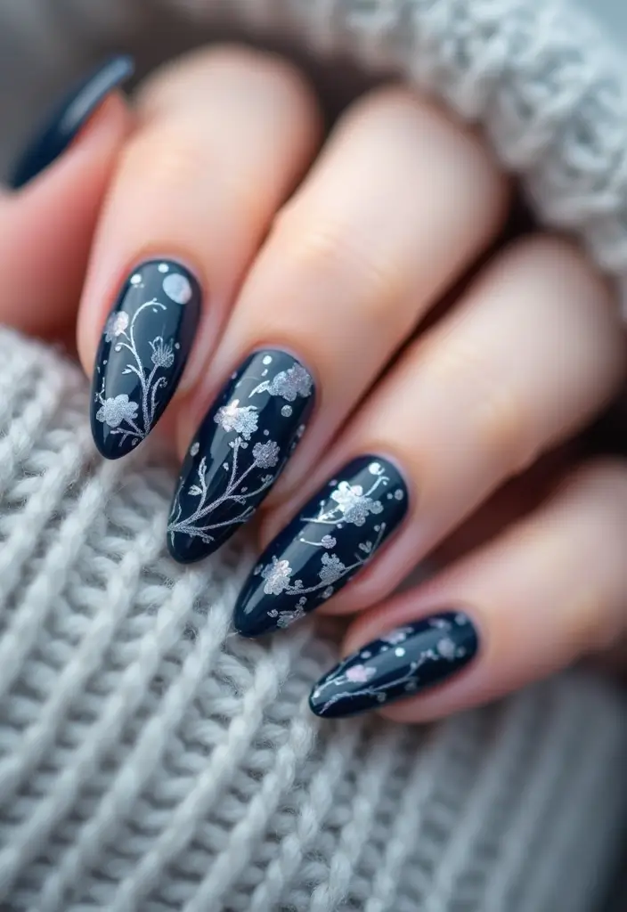 20 Classy Winter Nail Art Designs That Will Make You Stand Out This Season! - 14. Winter Floral