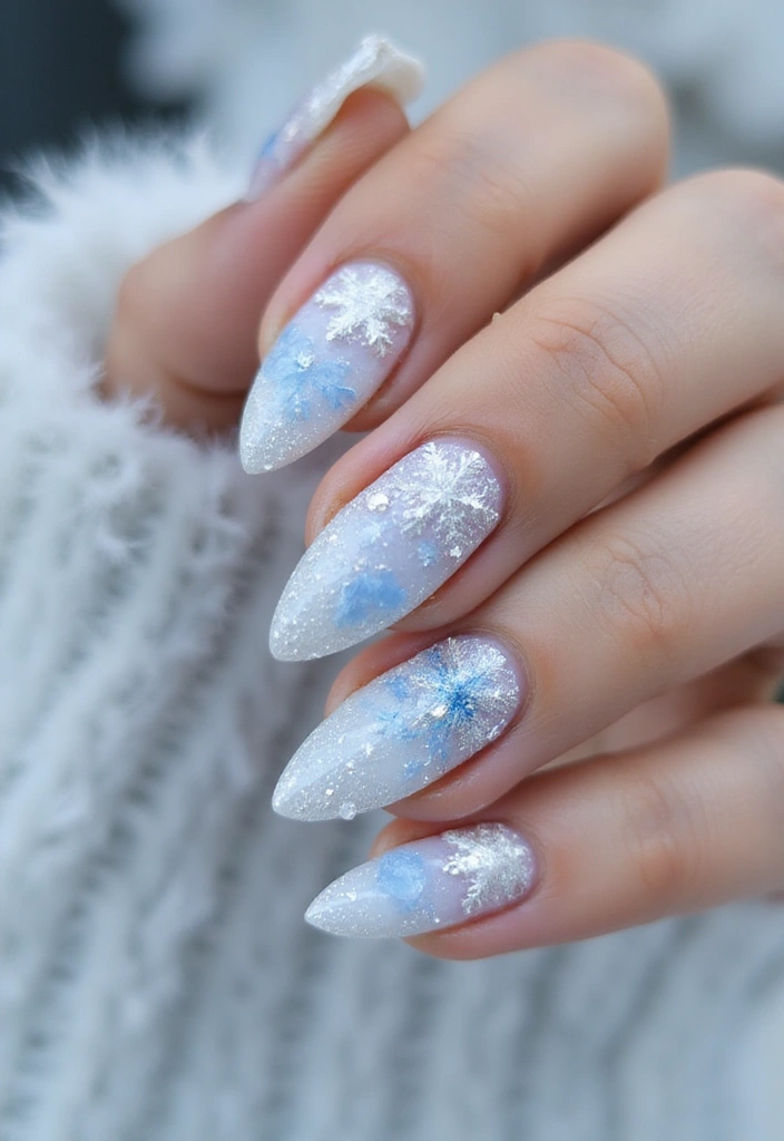 20 Classy Winter Nail Art Designs That Will Make You Stand Out This Season! - 17. Ice Crystal Charm