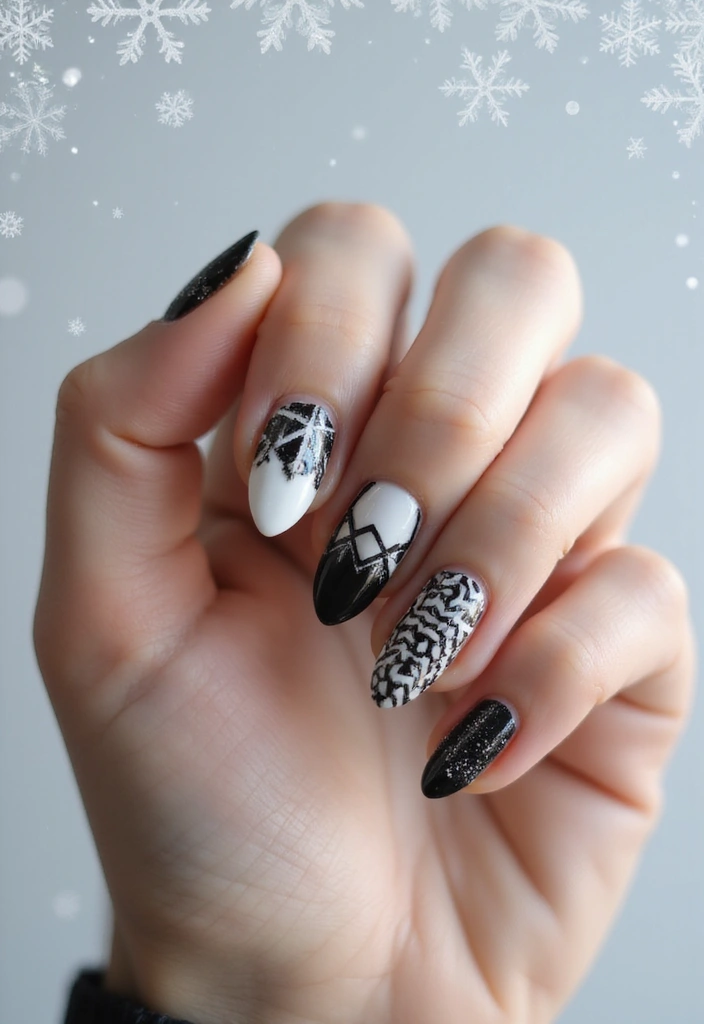 20 Classy Winter Nail Art Designs That Will Make You Stand Out This Season! - 18. Classy Black and White