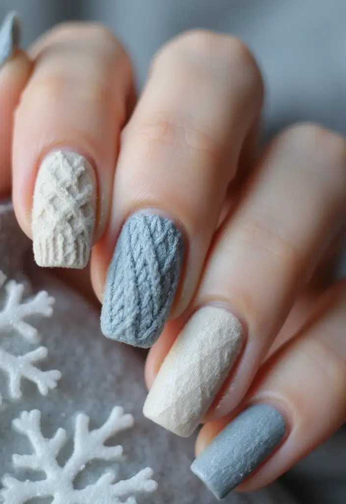 20 Classy Winter Nail Art Designs That Will Make You Stand Out This Season! - 8. Cozy Textures