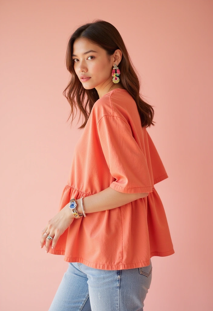 20 Must-Try Oversized Tees for Teens That Instantly Upgrade Your OOTD - 16. Oversized Peplum Tees: Fun and Flirty