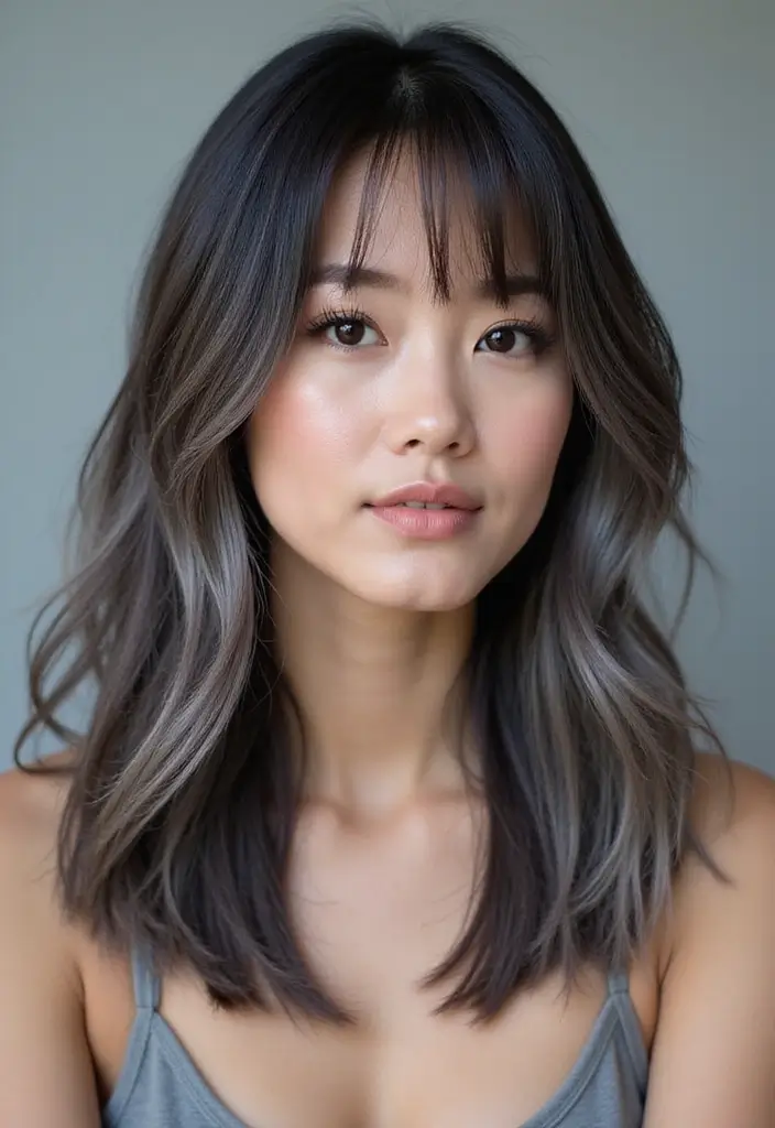 20 Stunning Brunette Hair Colors with Highlights You Must Try This Season! - 18. Smoky Gray Highlights
