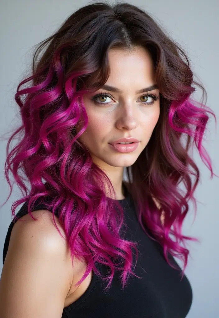 20 Stunning Brunette Hair Colors with Highlights You Must Try This Season! - 19. Bright Magenta Highlights