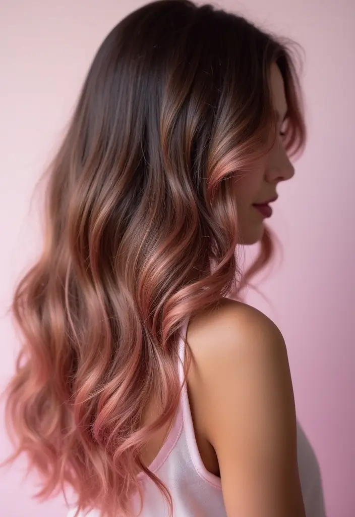 20 Stunning Brunette Hair Colors with Highlights You Must Try This Season! - 8. Dusty Rose and Brunette Combo