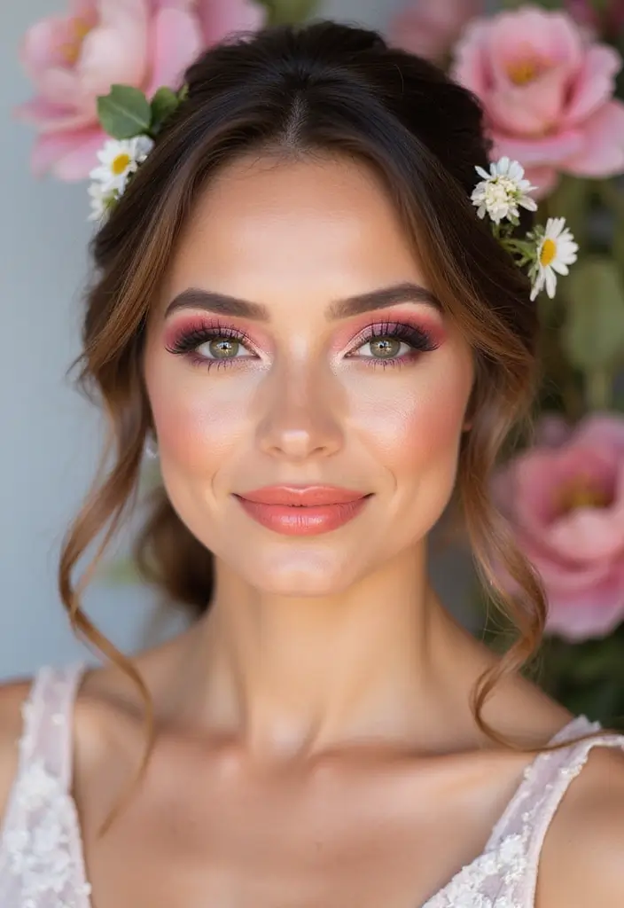 20 Stunning Indian Bridal Makeup Looks That Will Leave You Breathless (You Won't Believe #5!) - 5. Vibrant Floral Inspiration