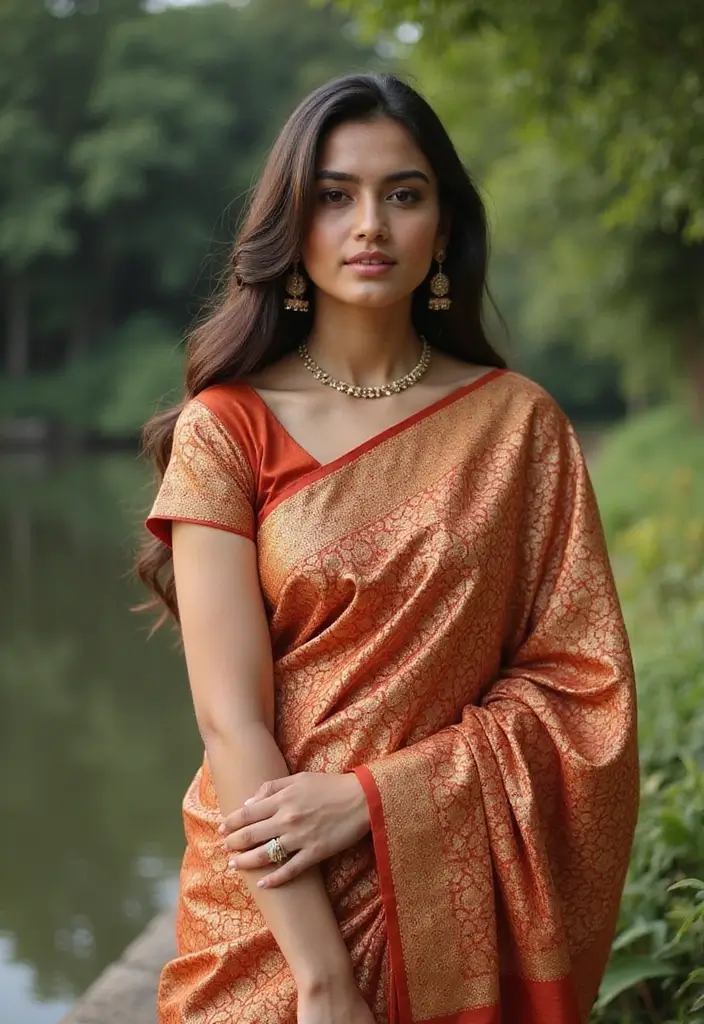20 Stunning South Indian Bridal Sarees That Will Leave You Breathless! (You Won't Believe #5!) - 12. Traditional Benares Saree