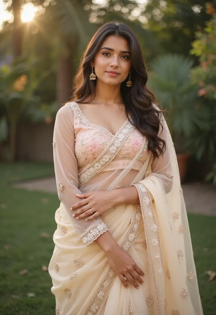 20 Stunning South Indian Bridal Sarees That Will Leave You Breathless! (You Won't Believe #5!) - 15. Glamorous Organza Saree