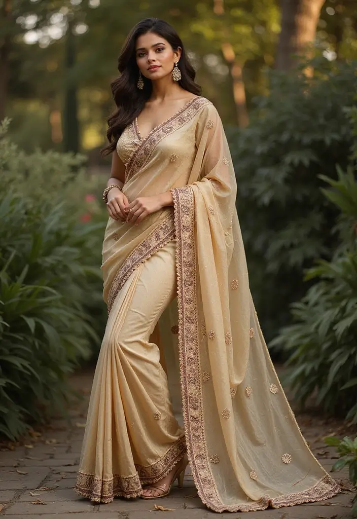 20 Stunning South Indian Bridal Sarees That Will Leave You Breathless! (You Won't Believe #5!) - 20. Exquisite Net and Silk Blend Saree
