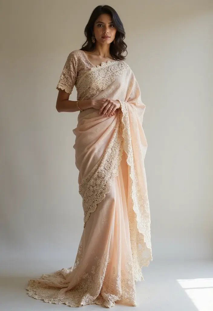 20 Stunning South Indian Bridal Sarees That Will Leave You Breathless! (You Won't Believe #5!) - 5. Mesmerizing Hyderabad Lace Saree