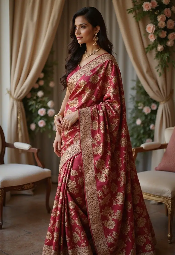20 Stunning South Indian Bridal Sarees That Will Make You the Star of Your Wedding! - 14. Bold Brocade