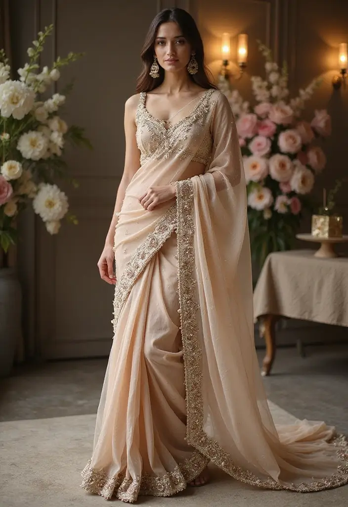 20 Stunning South Indian Bridal Sarees That Will Make You the Star of Your Wedding! - 6. Stunning Net and Georgette Sarees