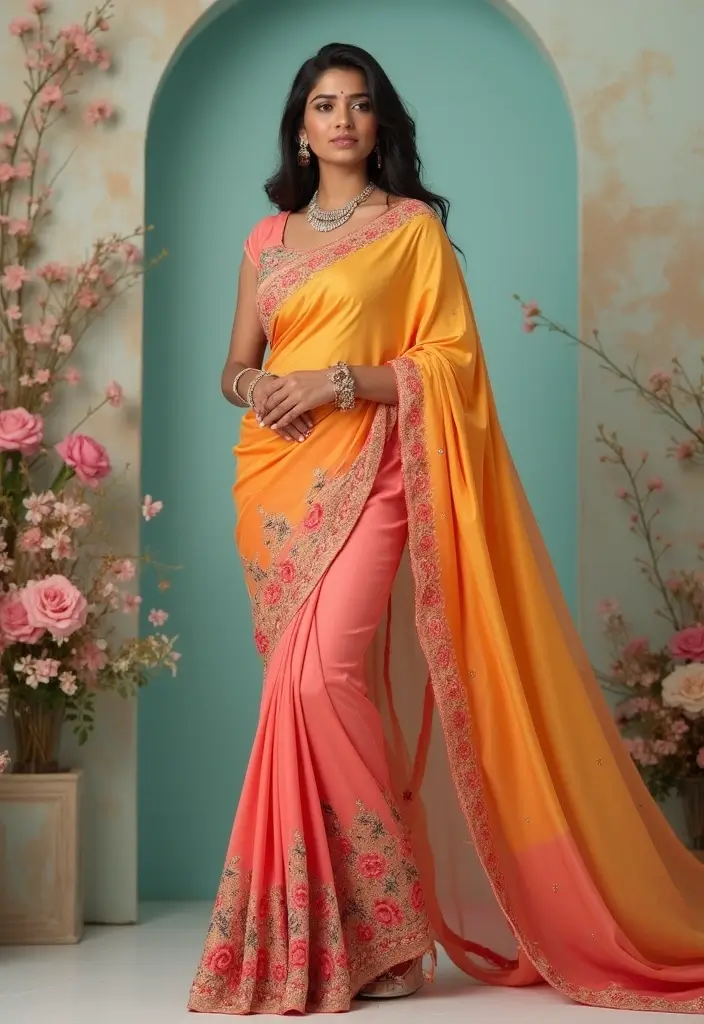 20 Stunning South Indian Bridal Sarees That Will Make You the Star of Your Wedding! - 7. Contemporary Half Sarees