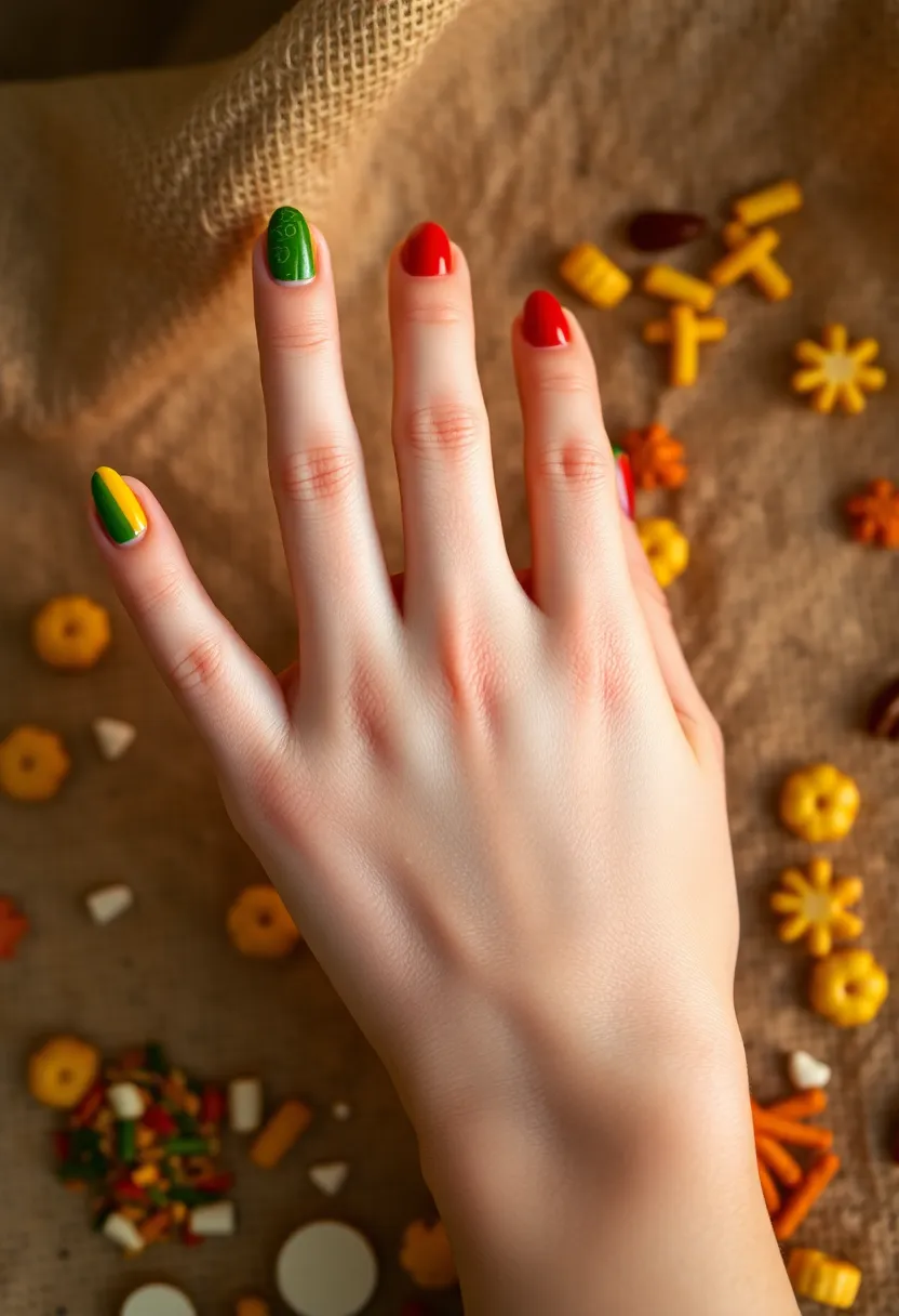20 Stunning Wedding Nail Art Designs for the Modern Indian Bride (Prepare to Be Amazed!) - 11. Colorful Indian Chaat Inspired