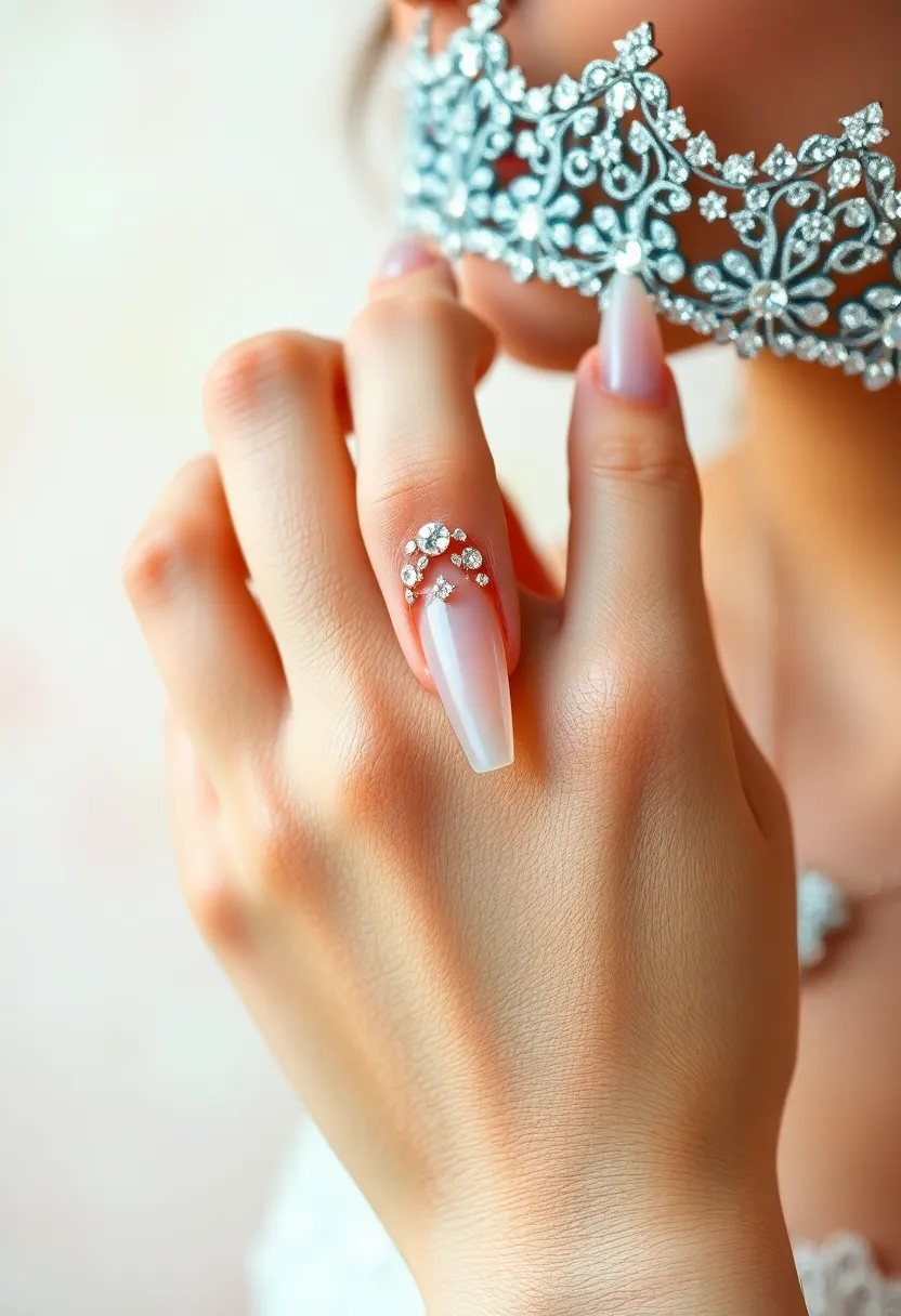 20 Stunning Wedding Nail Art Designs for the Modern Indian Bride (Prepare to Be Amazed!) - 13. Lavish Rhinestone Accents