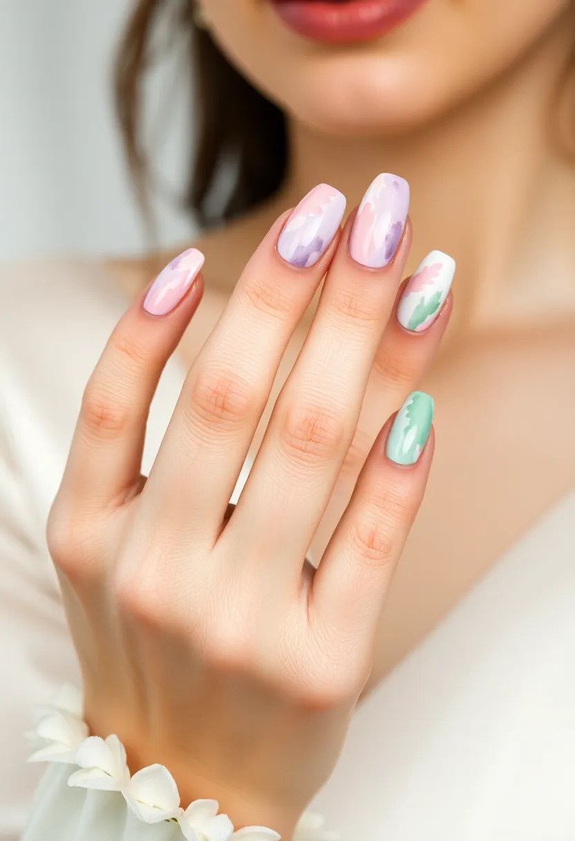 20 Stunning Wedding Nail Art Designs for the Modern Indian Bride (Prepare to Be Amazed!) - 19. Artistic Watercolor Effects