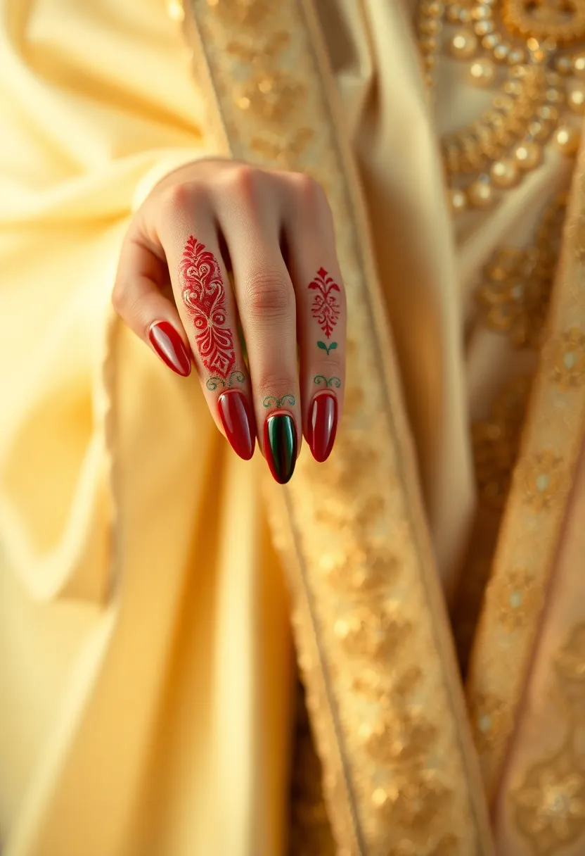 20 Stunning Wedding Nail Art Designs for the Modern Indian Bride (Prepare to Be Amazed!) - 6. Traditional Motifs