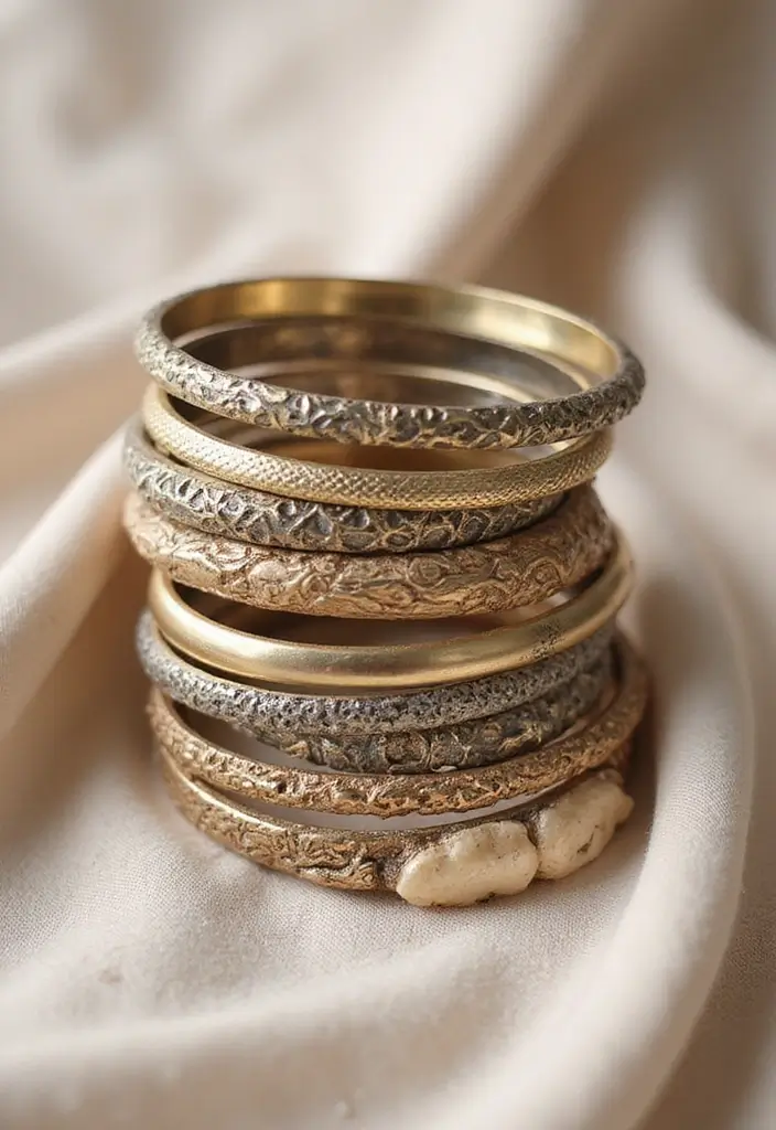 25 Fancy Jewellery Designs That'll Make You the Center of Attention! - 23. Textured Metal Bangles