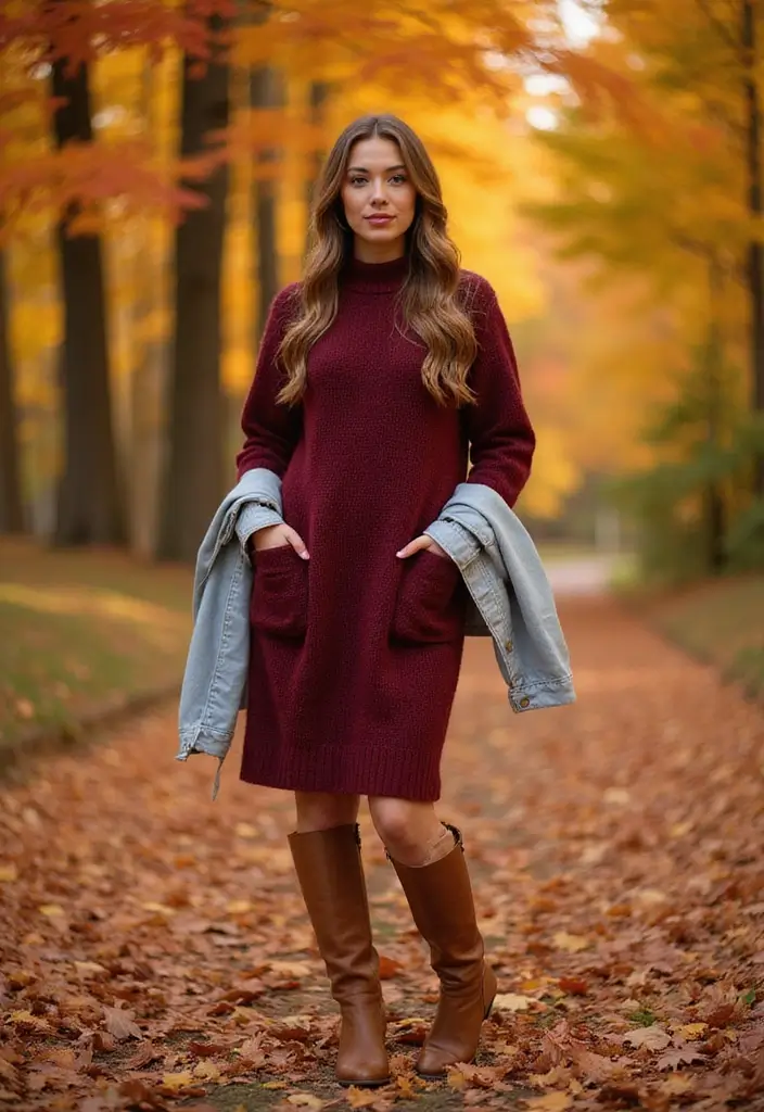 25 Stunning Fall Outfits for Women That'll Make You the Envy of Every Pumpkin Spice Lover! - 1. Cozy Knit Sweater Dress