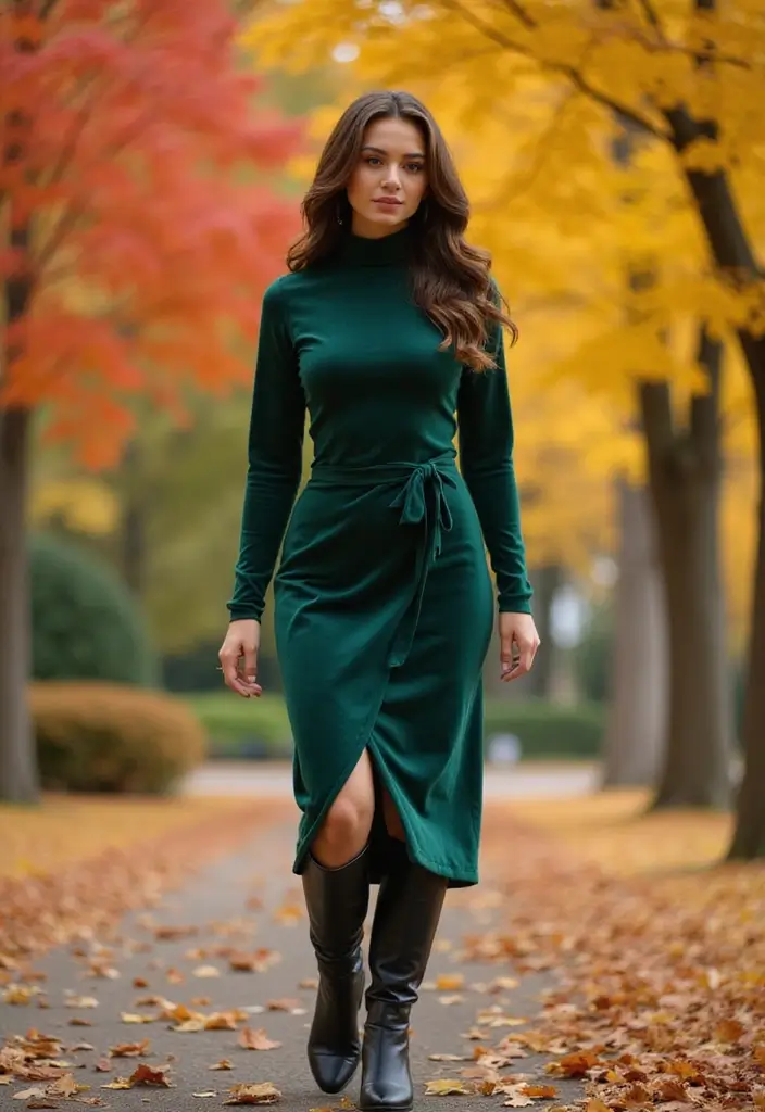 25 Stunning Fall Outfits for Women That'll Make You the Envy of Every Pumpkin Spice Lover! - 19. Elegant Turtleneck Dress