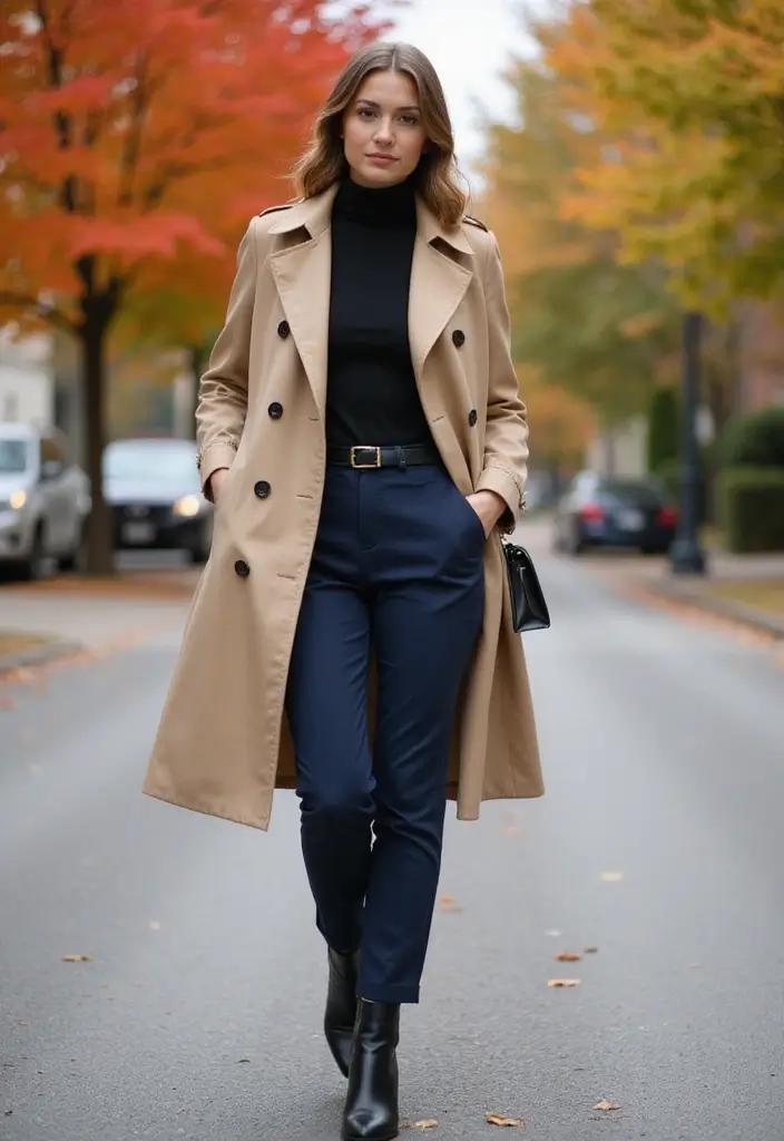 25 Stunning Fall Outfits for Women That'll Make You the Envy of Every Pumpkin Spice Lover! - 23. Classic Trench Coat