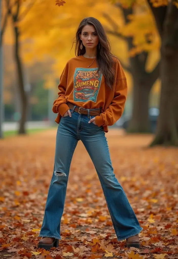 25 Stunning Fall Outfits for Women That'll Make You the Envy of Every Pumpkin Spice Lover! - 9. Vintage-Inspired 70s Look