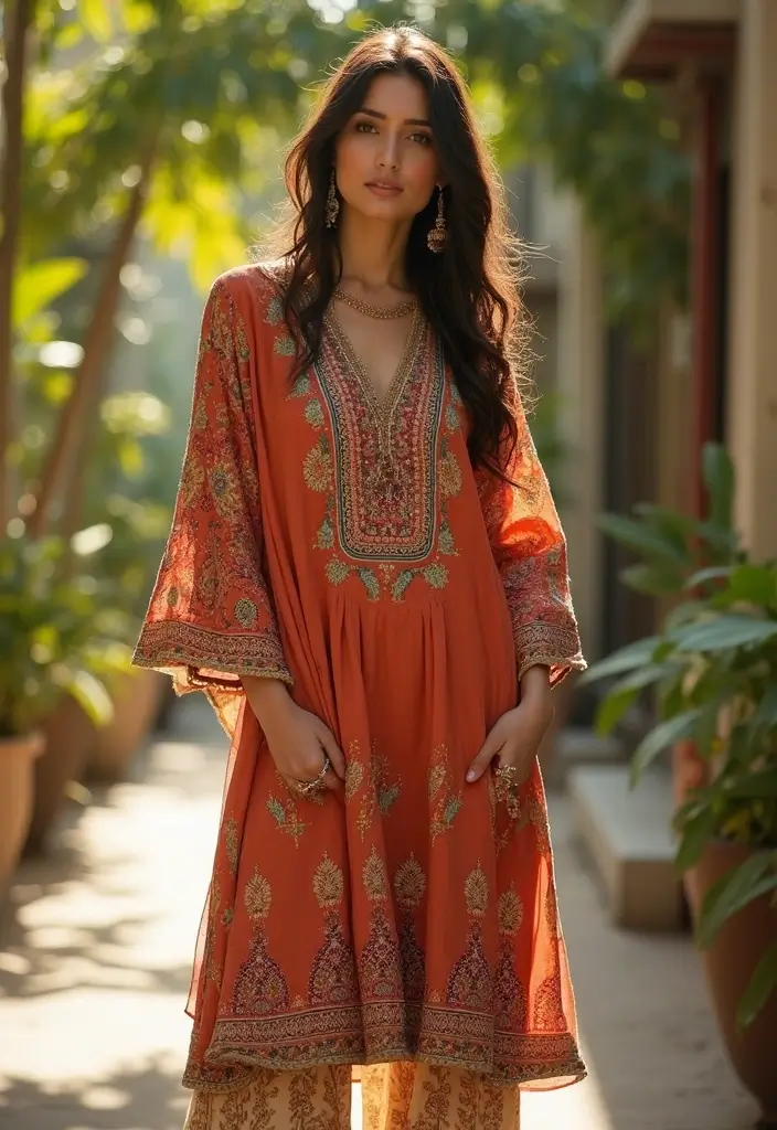 25 Stunning Festive Wear Kurta Sets for Women That Will Steal the Show This Season! - 16. Statement Sleeves: The Fashion Forward