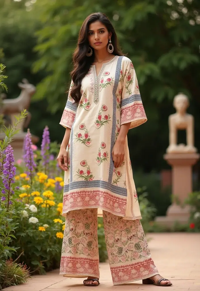 25 Stunning Festive Wear Kurta Sets for Women That Will Steal the Show This Season! - 20. Artistic Touch: Hand-Painted Fabrics