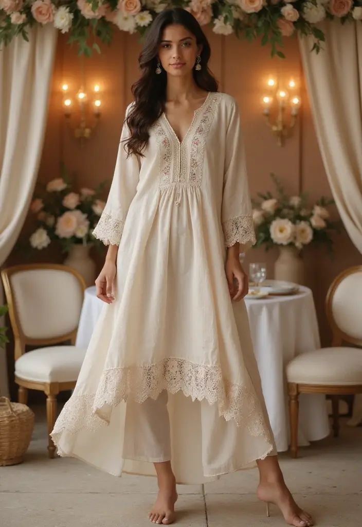 25 Stunning Festive Wear Kurta Sets for Women That Will Steal the Show This Season! - 23. Layered Neutrals: Subtle Yet Striking