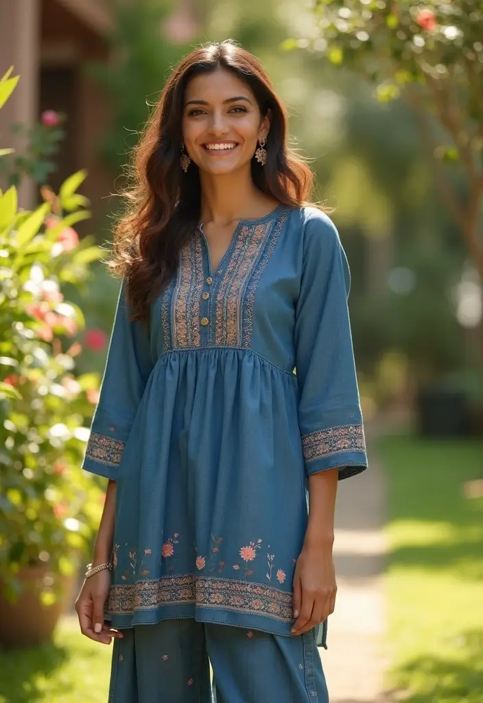 25 Stunning Festive Wear Kurta Sets for Women That Will Steal the Show This Season! - 9. Denim Dreams: The Casual Chic