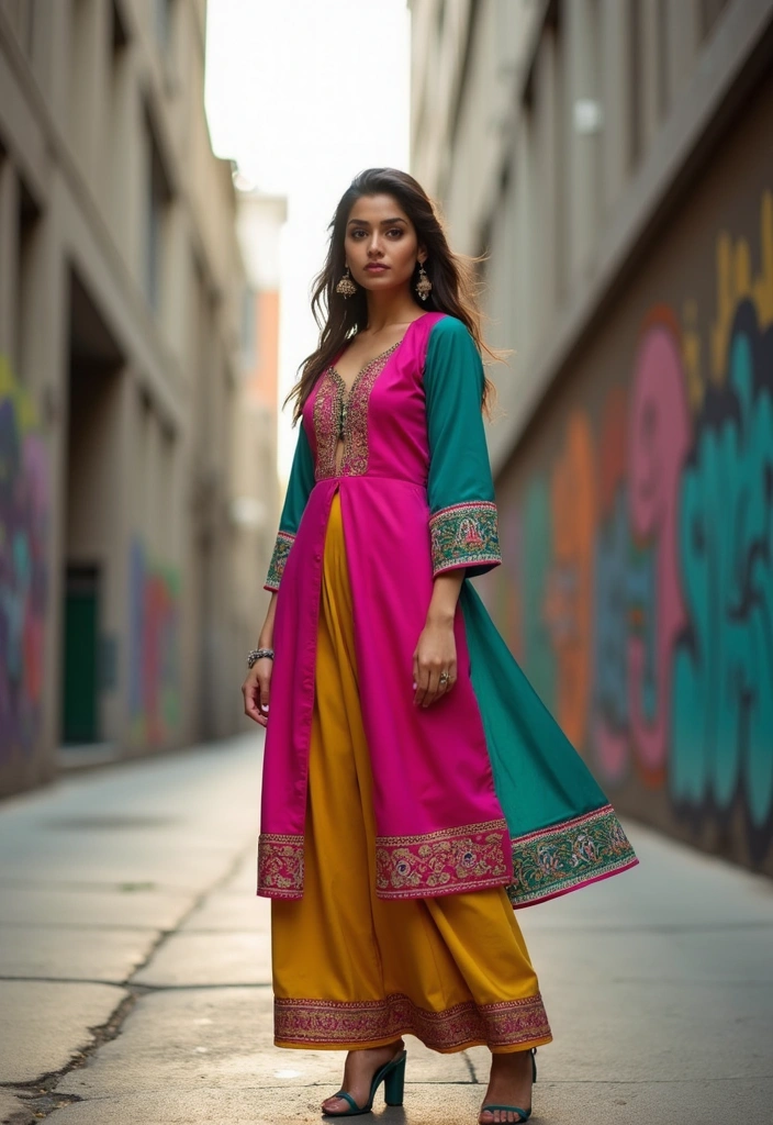 25 Trendy Kurtas Sets for Women That Elevate Everyday Ethnic Wear - 21. Striking Styles: The Color-Blocked Kurta