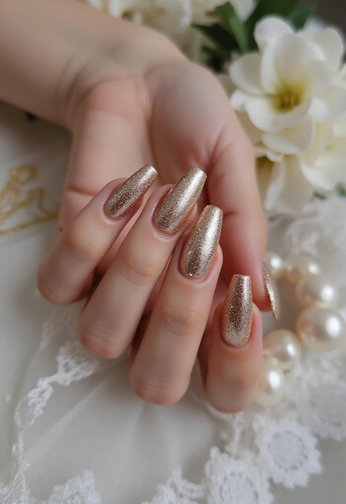 30 Stunning Indian Wedding Nail Art Designs Every Bride Needs to See! - 12. Shimmering Metallics