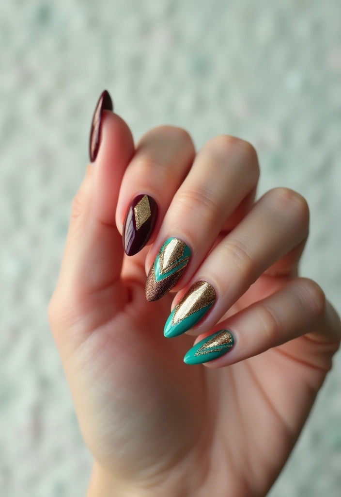 30 Stunning Indian Wedding Nail Art Designs Every Bride Needs to See! - 6. Bold Geometric Styles