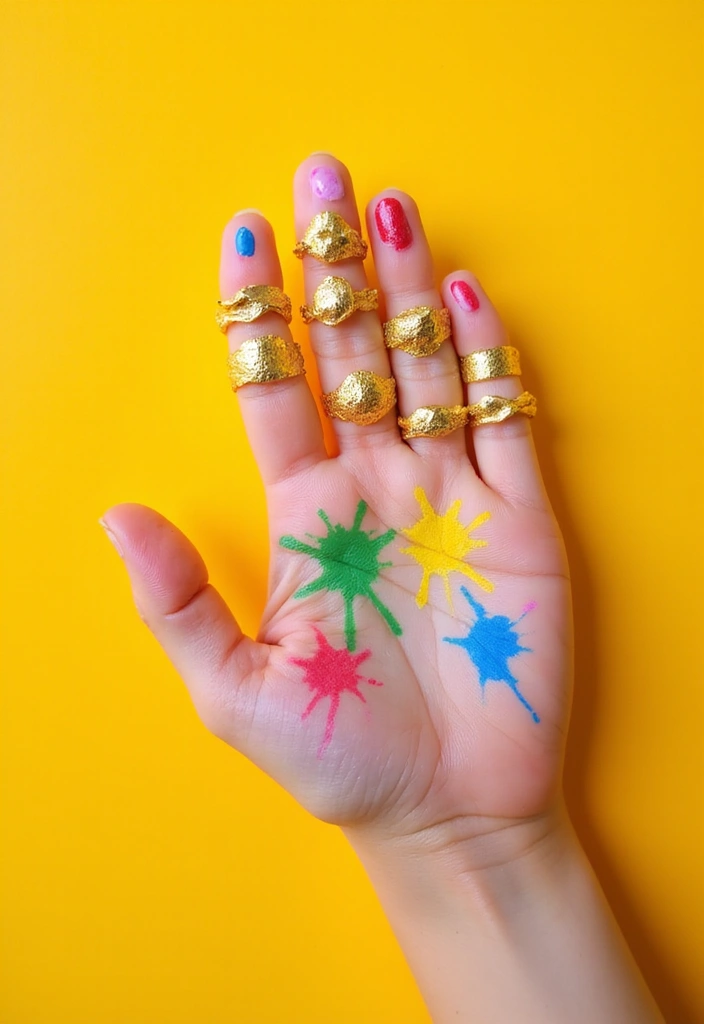 19 Stunning Gold Nail Inspo Designs That Will Make You Shine! - 13. Layered Gold and Color Splashes