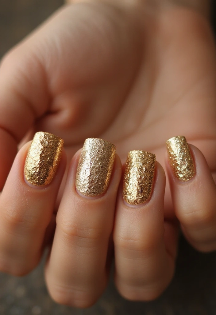 19 Stunning Gold Nail Inspo Designs That Will Make You Shine! - 14. Textured Gold Nail Art