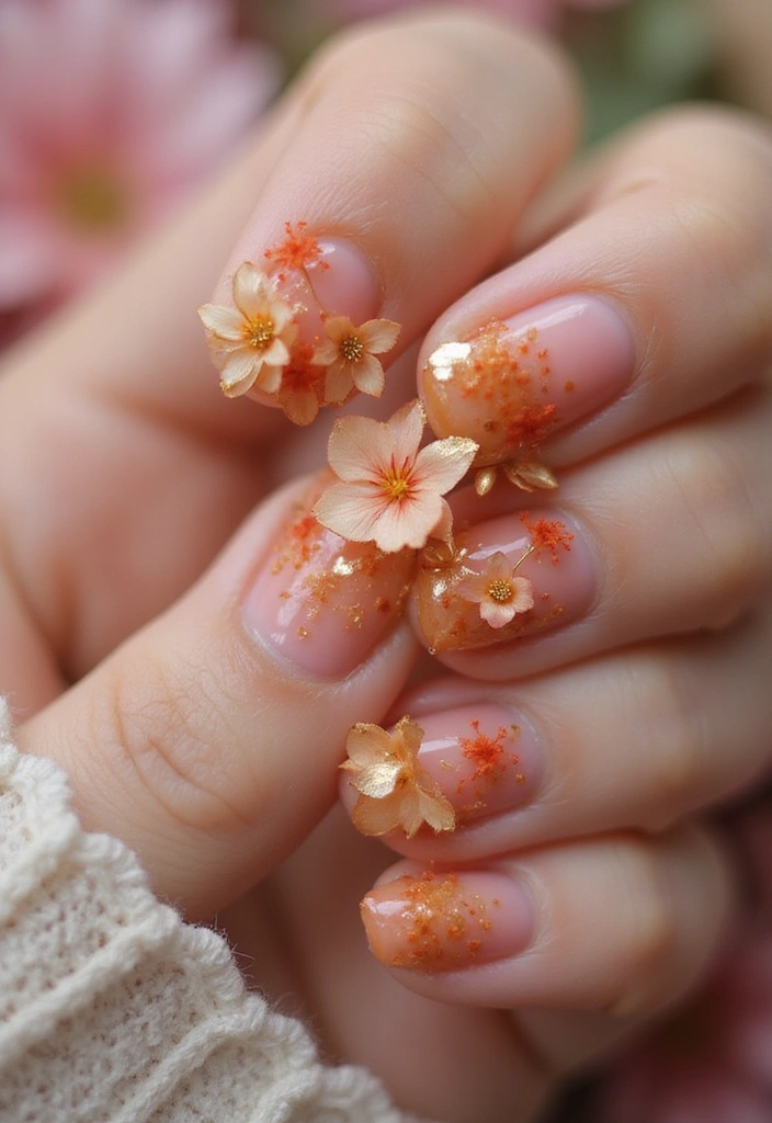 19 Stunning Gold Nail Inspo Designs That Will Make You Shine! - 15. Gold Gradient Flowers