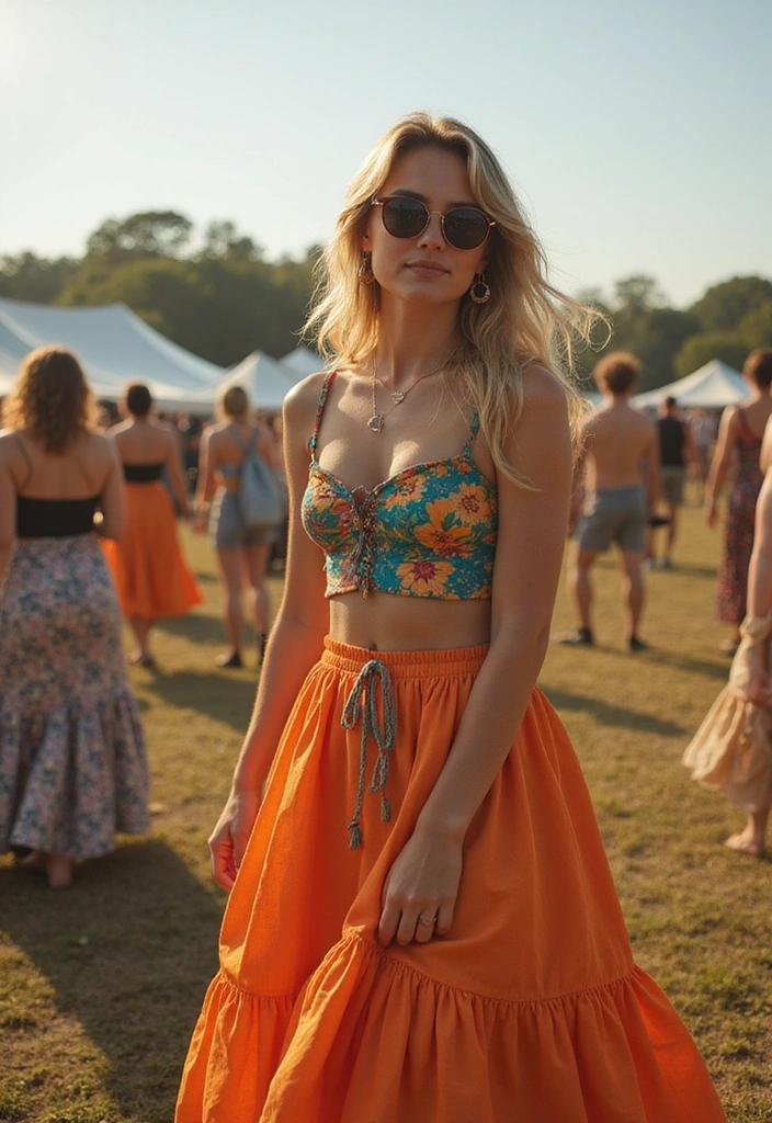 20 Concert Outfit Ideas That'll Have You Rocking the Crowd (You Won't Believe #8!) - 4. Breezy Maxi Skirt & Crop Top