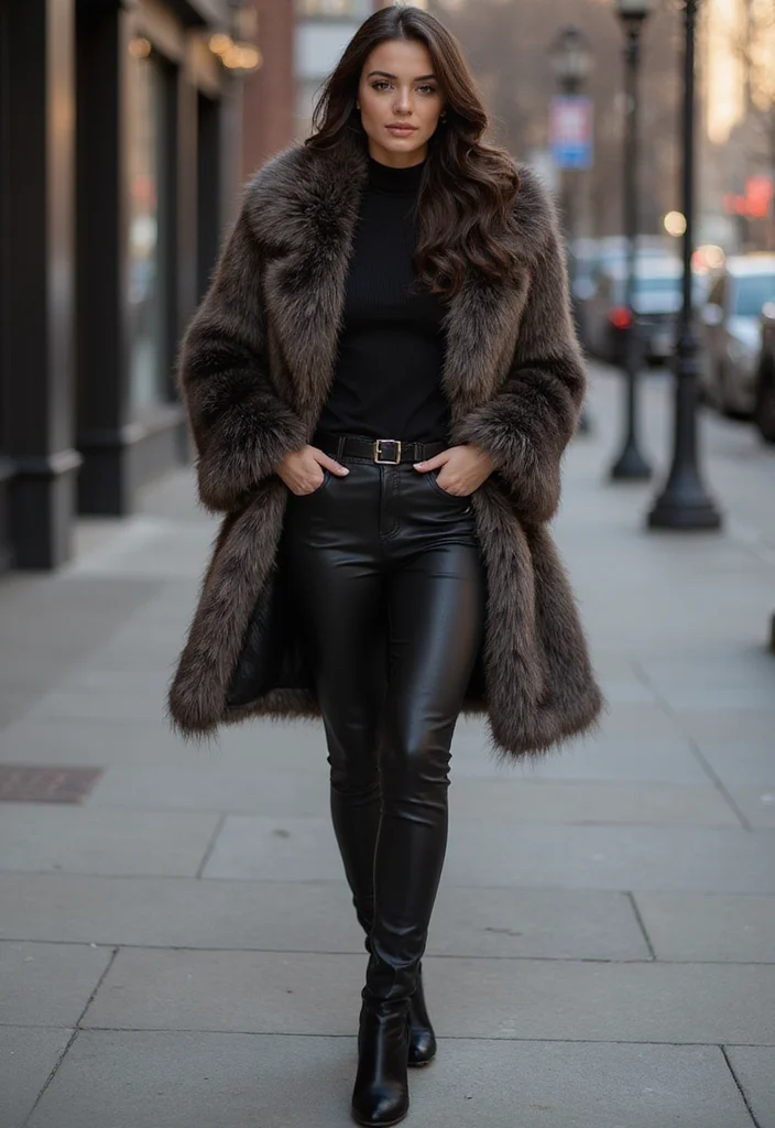 20 Easy Casual Winter Fashion Outfits for Those Who Want to Look Good with Minimal Effort! - 17. Faux Fur Coat & Casual Outfit