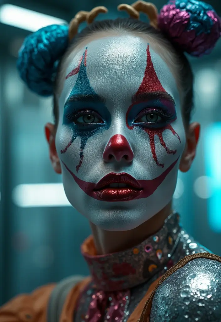 20 Mind-Blowing Clown Makeup Looks That'll Make You the Star of Every Party! - 13. Futuristic Clown