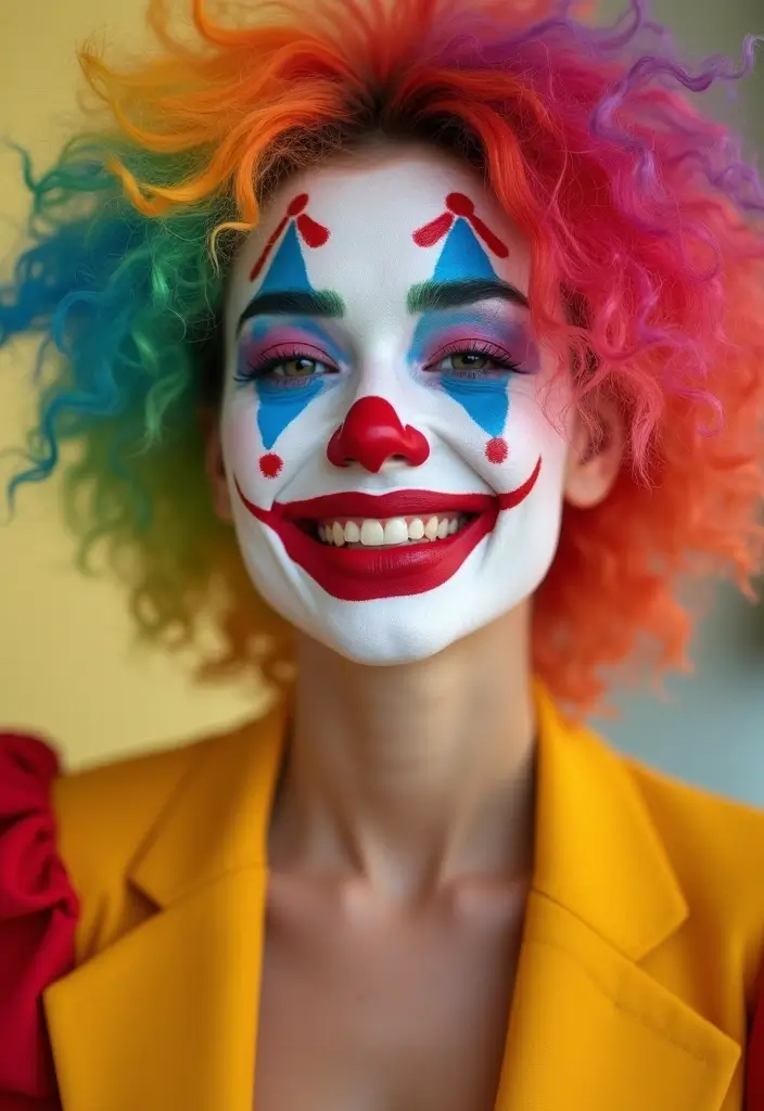 20 Mind-Blowing Clown Makeup Looks That'll Make You the Star of Every Party! - 3. Rainbow Clown
