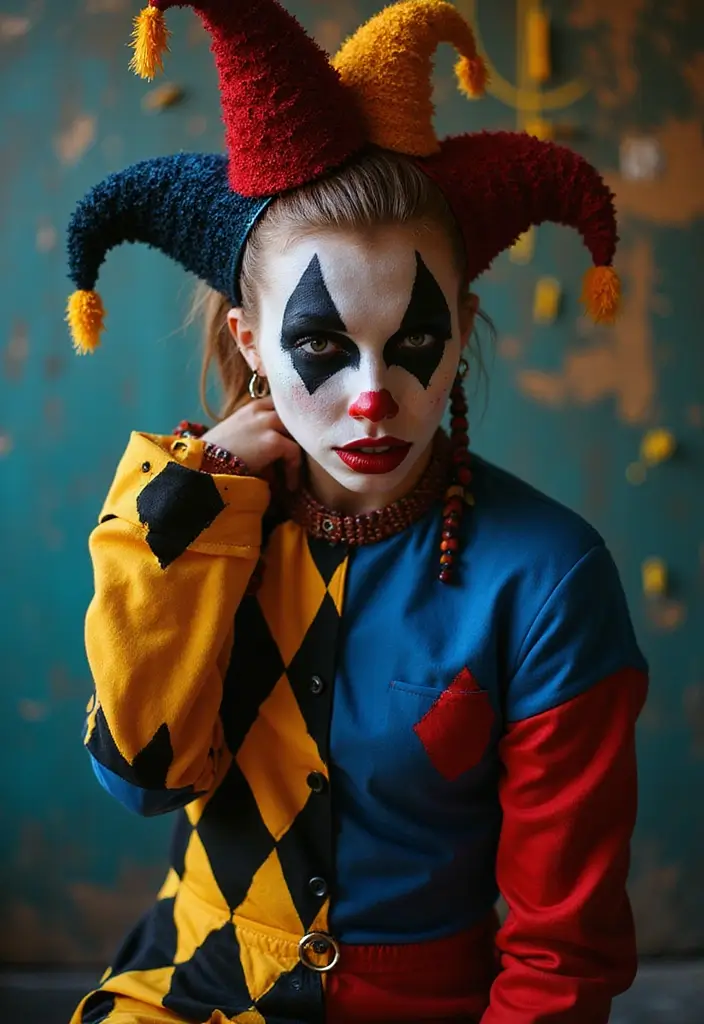 20 Mind-Blowing Clown Makeup Looks That'll Make You the Star of Every Party! - 5. Harlequin Clown
