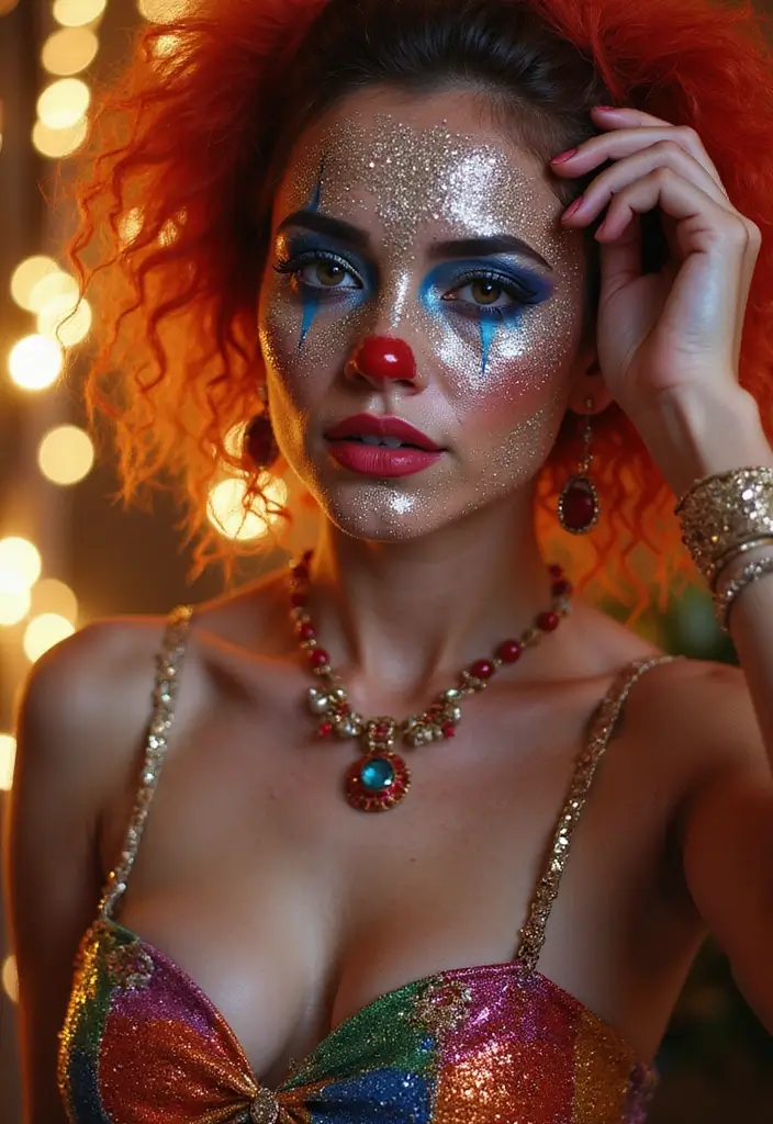 20 Mind-Blowing Clown Makeup Looks That'll Make You the Star of Every Party! - 7. Glitter Clown
