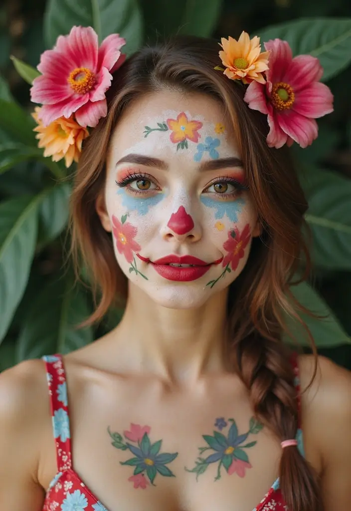 20 Mind-Blowing Clown Makeup Looks That'll Make You the Star of Every Party! - 8. Flower Clown