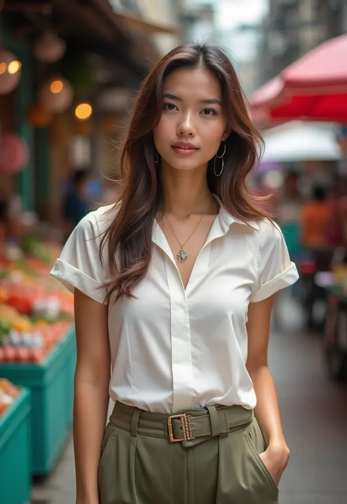 20 Stunning Vacation Outfit Ideas for Thailand That Will Turn Heads! - 2. Lightweight Blouse and Shorts