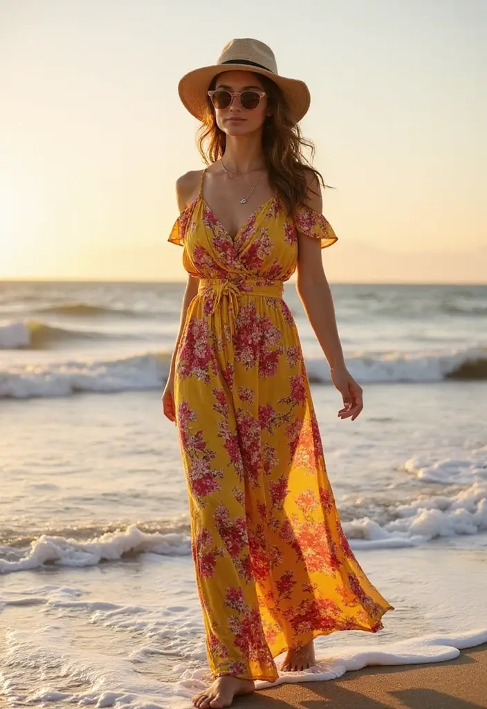 20 Stunning Vacation Outfits for the Beach That Will Make You Stand Out! - 1. Flowy Maxi Dress