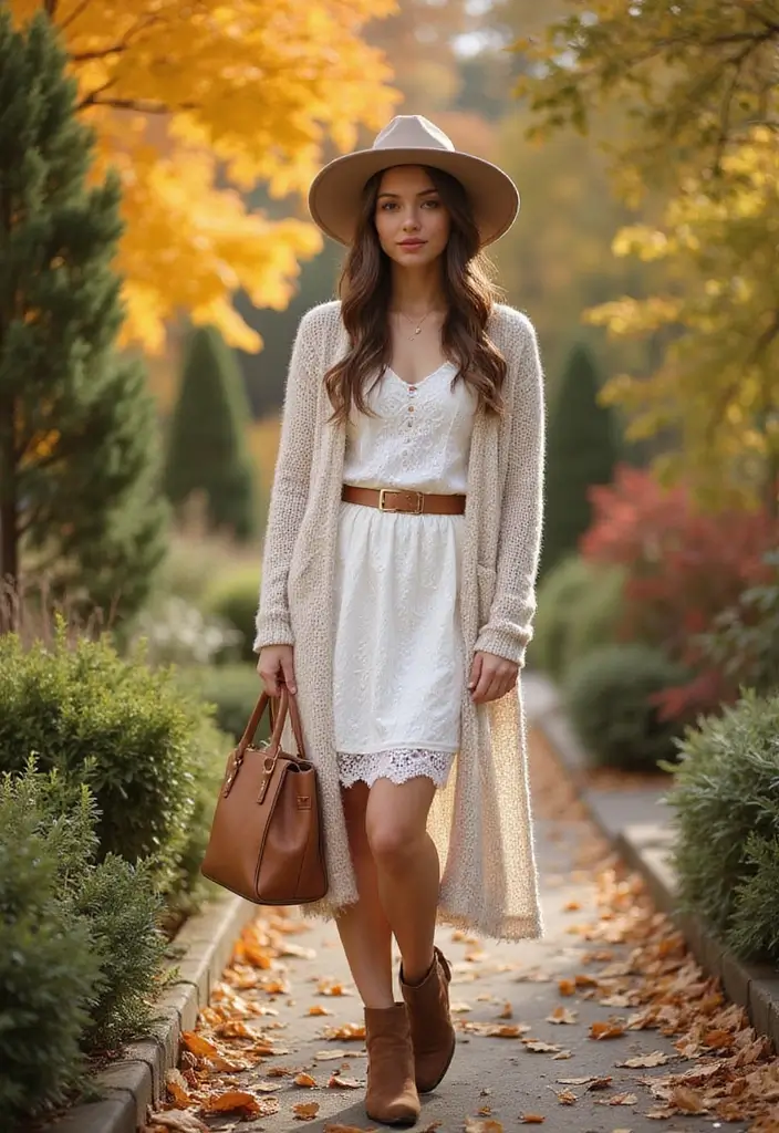 20 Stunning Ways to Style Your White Lace Skirt (You Won't Believe #5!) - 11. Layered Look with a Long Cardigan