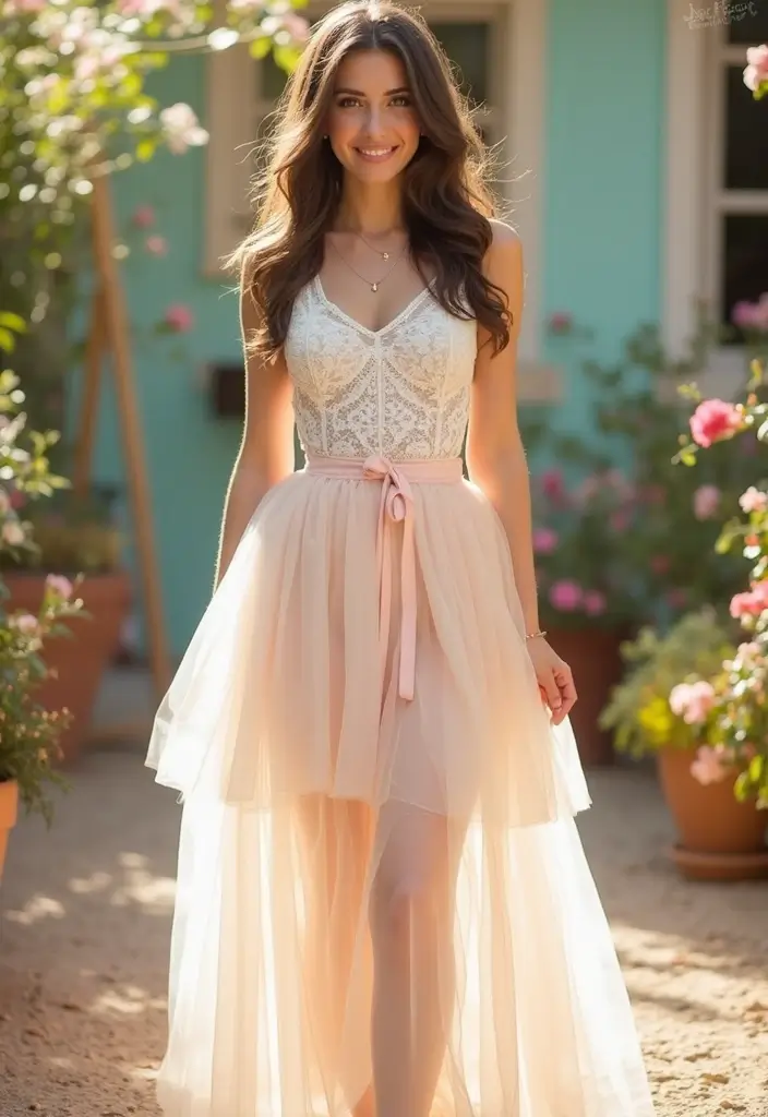20 Stunning Ways to Style Your White Lace Skirt (You Won't Believe #5!) - 14. Playful Layers with a Tulle Skirt