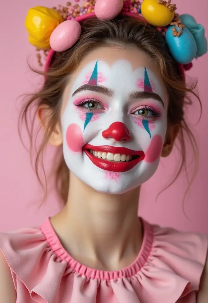 22 Colorful Clown Makeup Looks That Will Steal the Show (You Won't Believe #5!) - 13. Candyland Clown